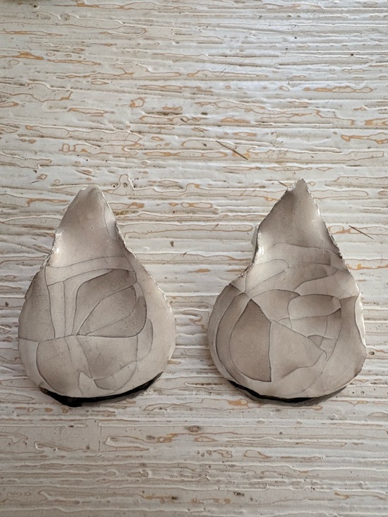 Handmade Enamel Clay Teardrop Earrings - Picture 2 of 9